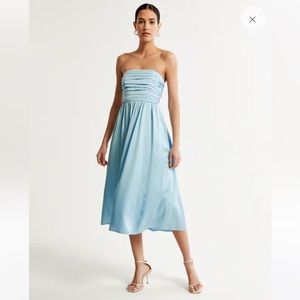 Baby Blue Satin Abercrombie Wedding Guest Dress
